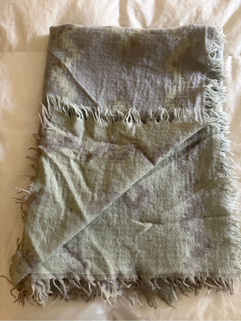 Wilfred green and grey blanket scarf